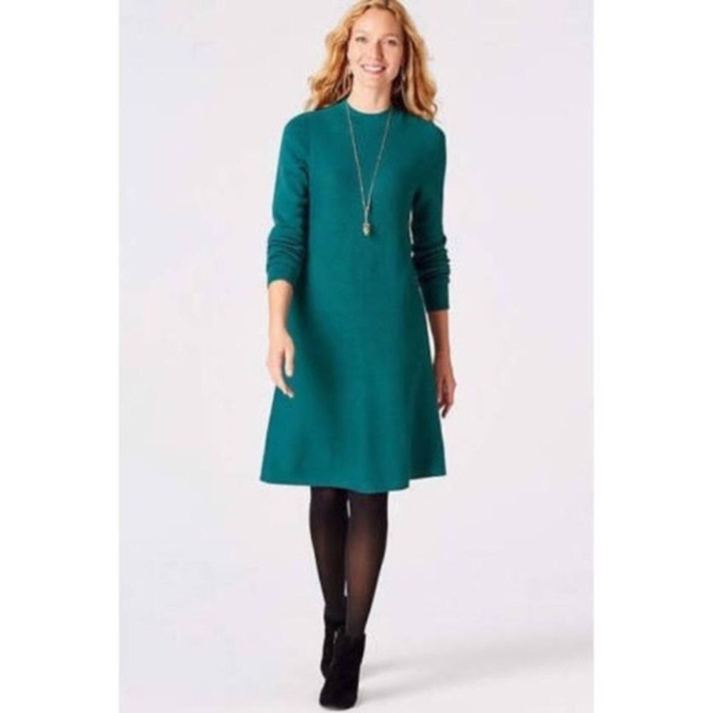 NWT J.Jill Heather Ocean Mock Neck Cozycore Sweater Dress SZ MEDIUM